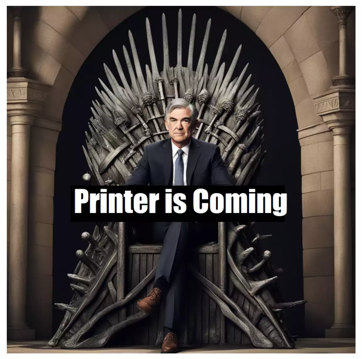 Printer is coming text and Throne of Swords